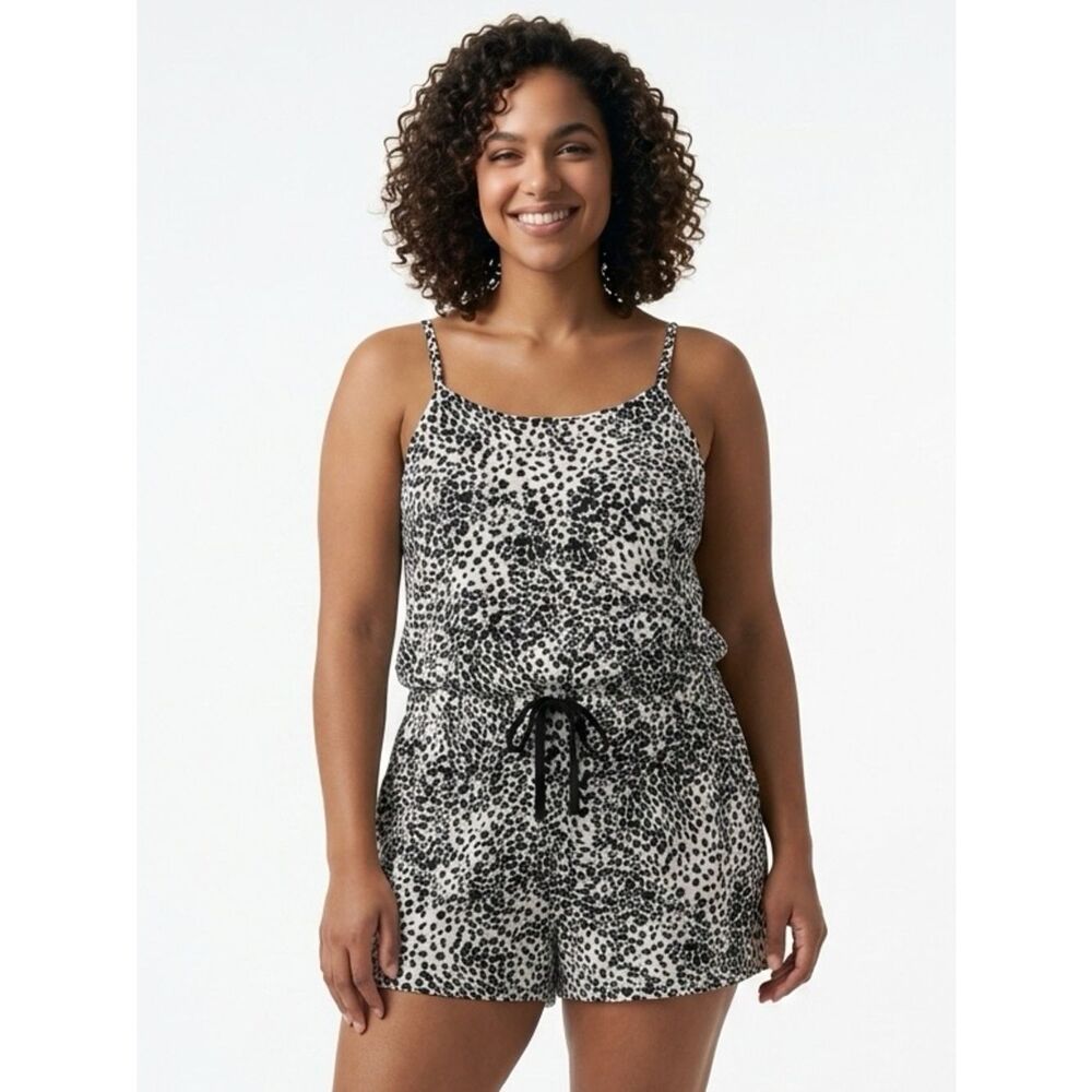 COTTON ON | Black & White Cheetah Print Romper Jumper Shorts Women’s Size Large